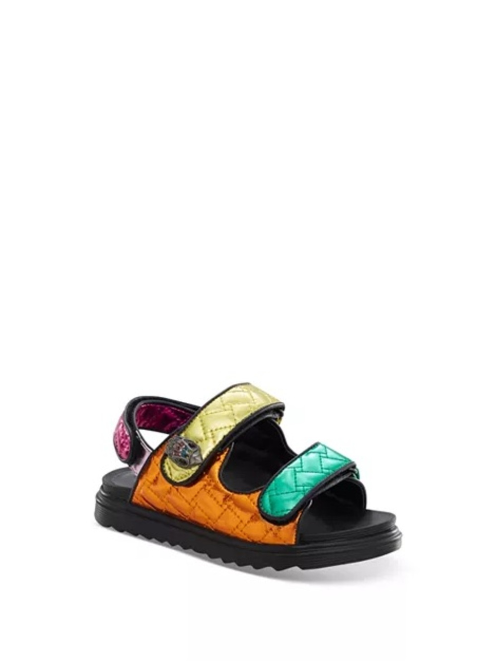 Kurt Geiger London Girls Metallic Quilted Multi-Color Velcro Sandals Size 13